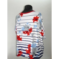 Bluzka oversize w marynarskie paski i kwiaty - biodra 138cm